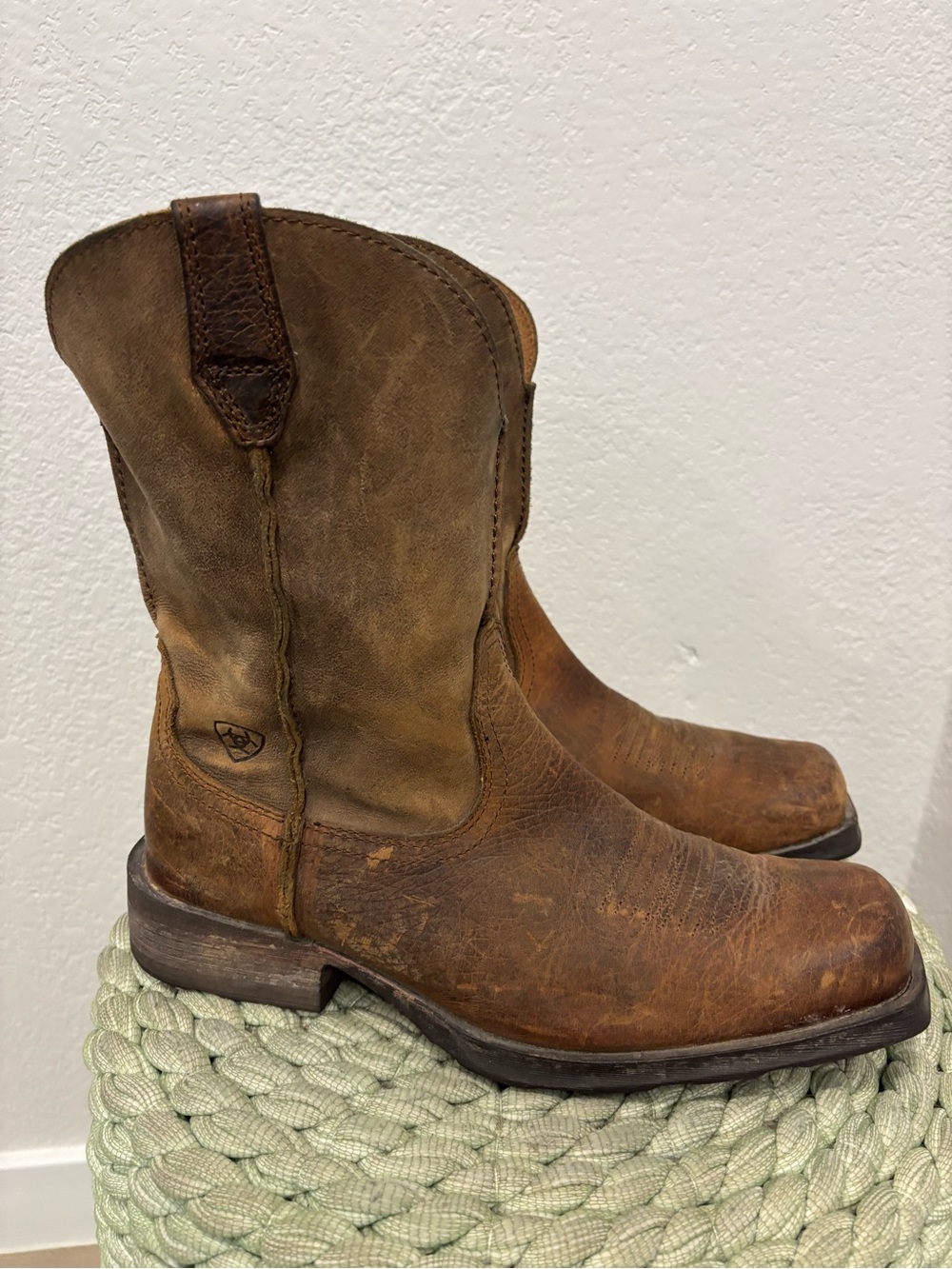 Ariat Rambler 11 Men's Western Square Toe Tan Leather Cowboy Boots Size 10.5